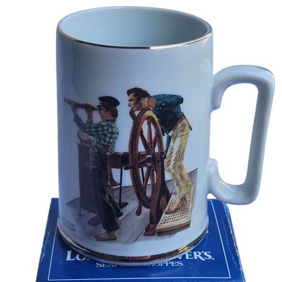 Norman Rockwell River Pilot Porcelain Tankard Gold Trim Long John Silver Promoti - Picture 2 of 8